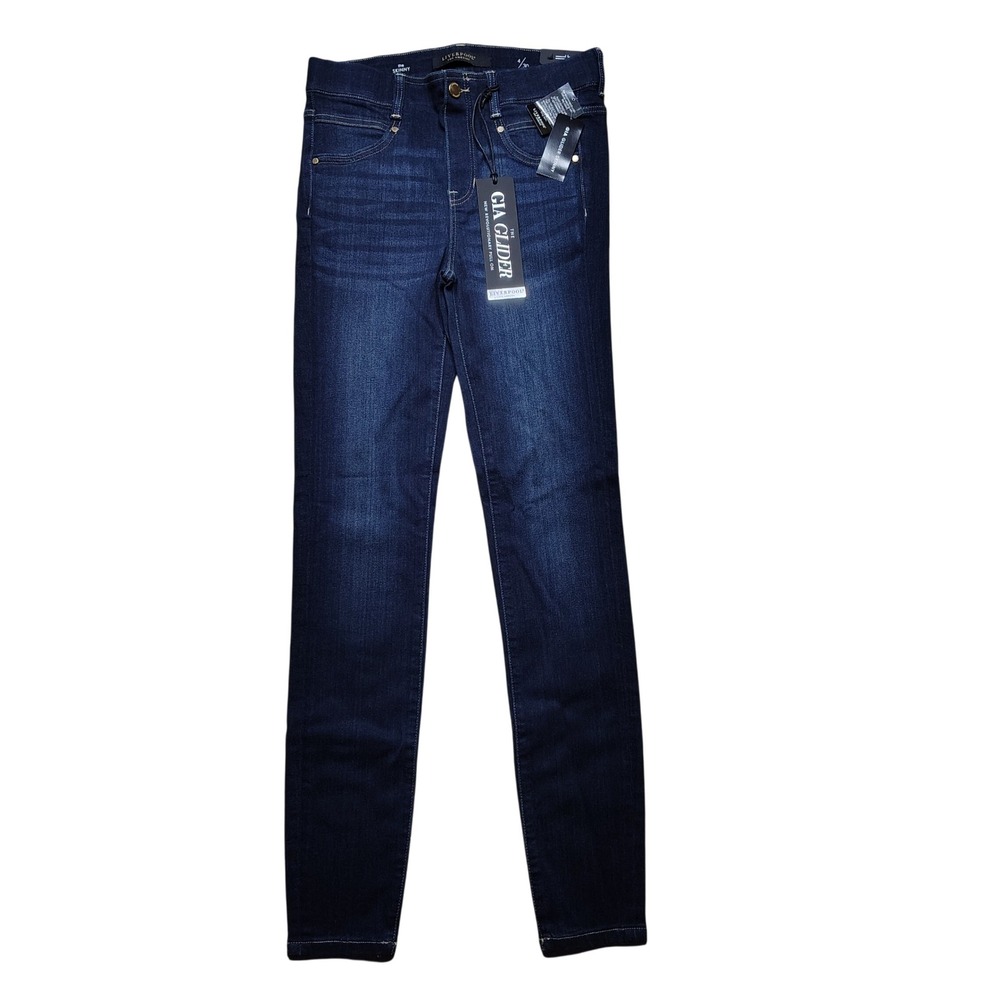 Liverpool Gia Glider Skinny Jeans Womens 4/30 Blue NWT Pull On Stretch Payette